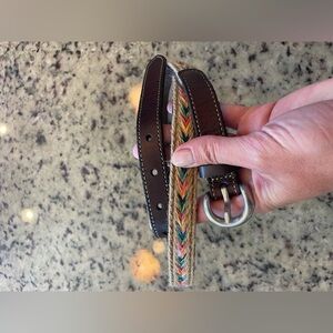New Brown and Multicolor Woven Belt with Silver Buckle size L